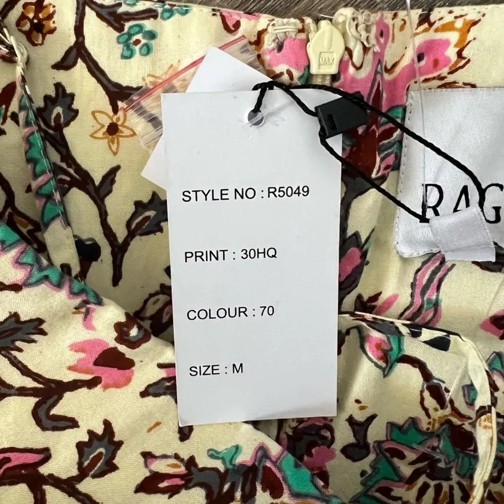 NWT RAGA Deema Tiered Cream Floral Maxi Dress with Pink & Blue Accents Medium - Picture 5 of 11